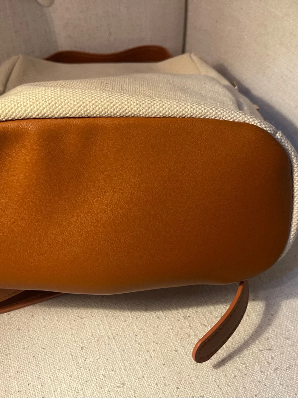 Canvas Cream Backpack with Tan Accent